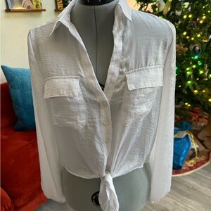 Guess White Button-Up Women's Top